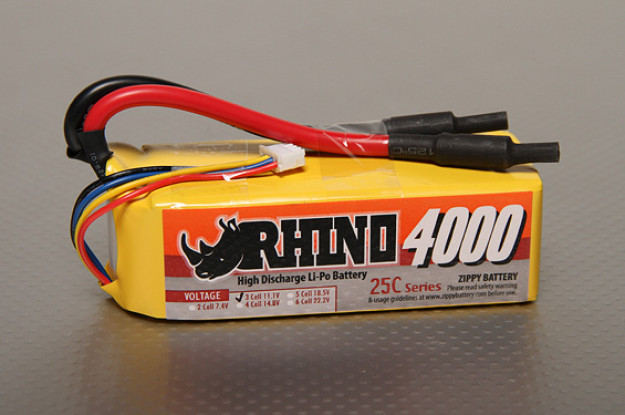 Rhino 4000mAh 3S2P 25C Lipo-Pack
