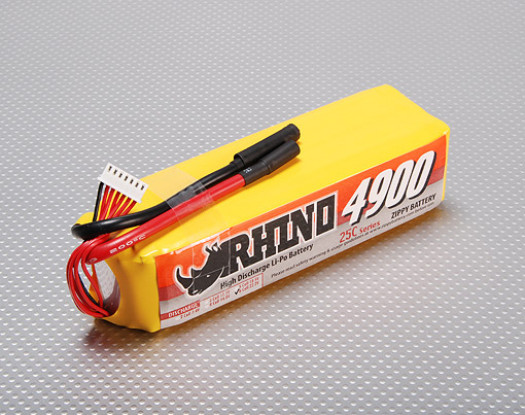 Rhino 4900mAh 6S 22.2V 25C Lipo-Pack