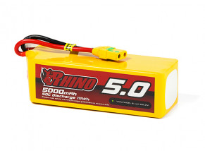 Rhino 5000mAh 6S 50C Lipo Pack w/XT90