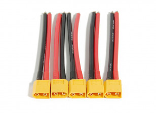XT60 Male w/12AWG 100mm Silicone Wire (5pcs)
