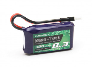 Turnigy Nano-Tech 300mAh 1S 20~40C Lipo Battery (Losi Mini Compatible)