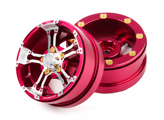 DC Chequered Flag 1:10 5 Spoke 1.9" Alloy Wheels Silver/Red (2pcs)
