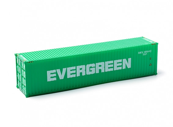 HO Scale 40ft Shipping Container (EVERGREEN) side view