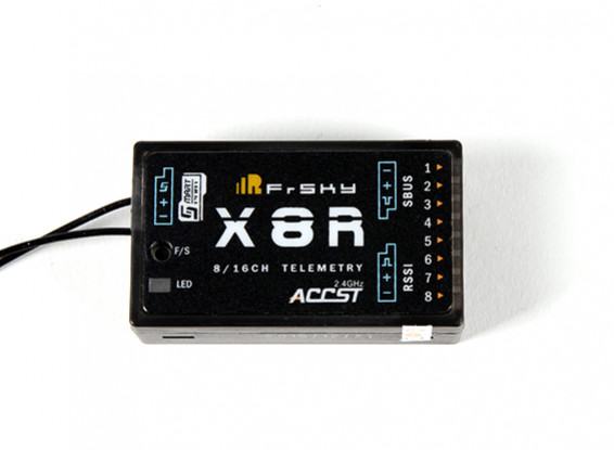 FrSky X8R 8/16Ch S.Bus ACCST Telemetry Receiver- Front View