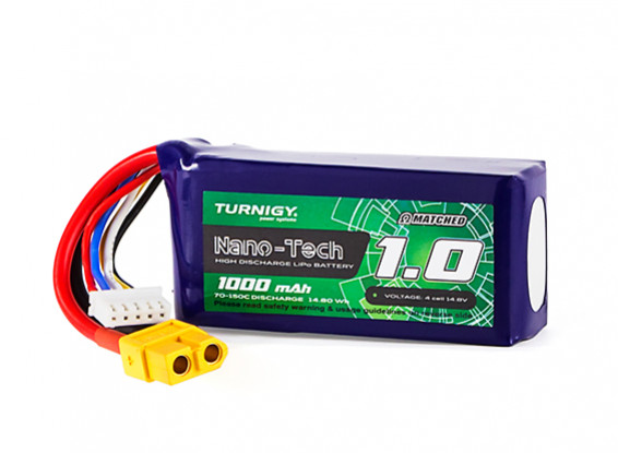 Turnigy Nano-Tech 1000mAh 4S 70C Lipo Pack w/XT60 (HR Technology)