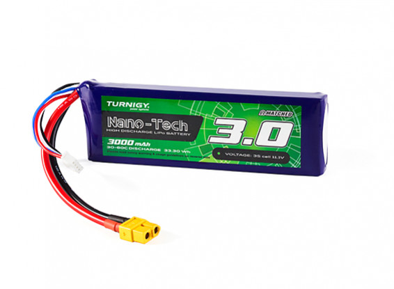 Turnigy Nano-Tech 3000mAh 3S 30C Lipo Pack w/XT60