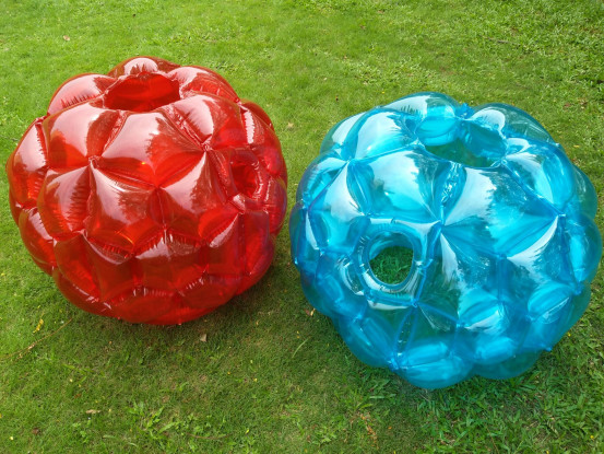 Childs PVC Inflatable Body Bubble Bumper Ball Red & Blue (2pcs) 1