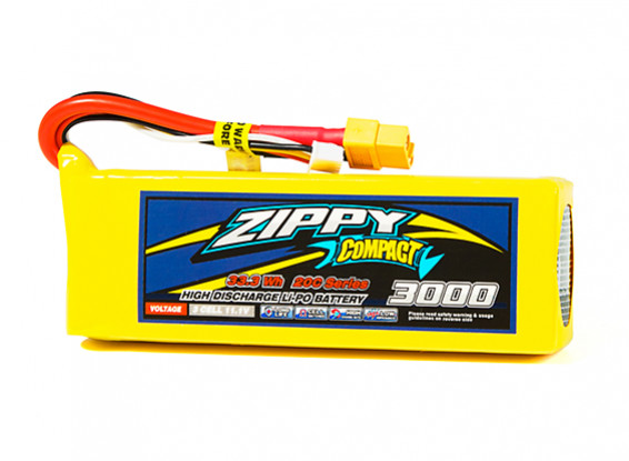 ZIPPY Compact 3000mAh 3S1P 20C Lipo Pack w/XT60