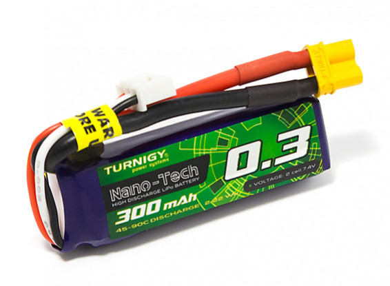 Turnigy Nano-Tech 300mAh 2S 45C Lipo Pack w/XT30