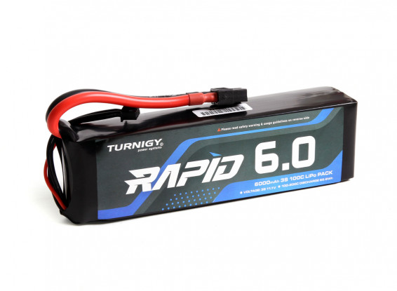 Turnigy Rapid 6000mAh 3S (11.1V) 100C LiPo Battery Pack w/XT60 Connector For RC Cars