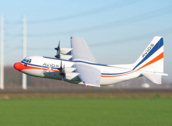 Avios (PNF) C-130 V2 Turbohélice a Escala de Carga Civil con Retráctiles y Aletas EPO (1600mm)