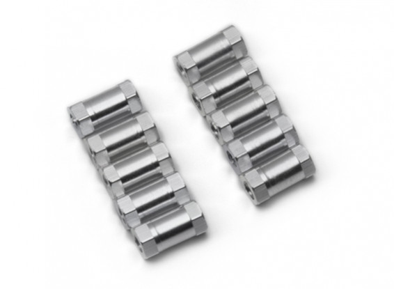 Ligera Ronda de aluminio Sección espaciador M3x10mm (plata) (10 piezas)
