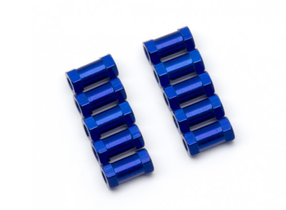 Ligera Ronda de aluminio Sección espaciador M3x10mm (azul) (10 piezas)