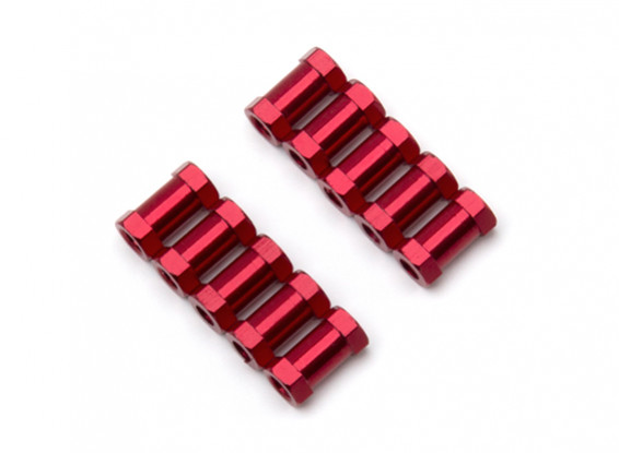 Ligera Ronda de aluminio Sección espaciador M3x10mm (rojo) (10 piezas)