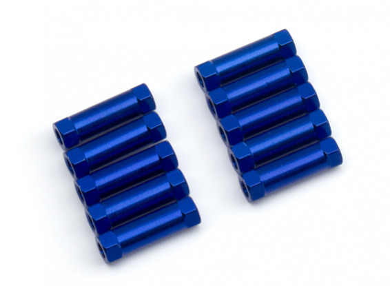 Ligera Ronda de aluminio Sección espaciador M3x13mm (azul) (10 piezas)