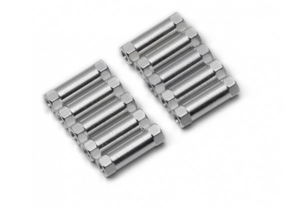 Ligera Ronda de aluminio Sección espaciador M3x17mm (plata) (10 piezas)