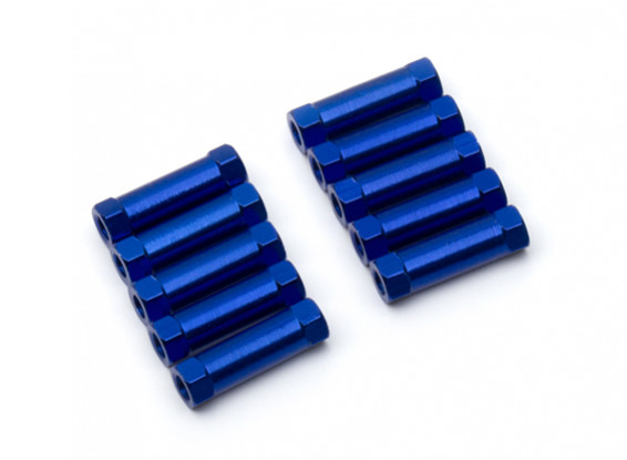 Ligera Ronda de aluminio Sección espaciador M3x17mm (azul) (10 piezas)