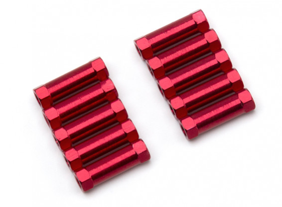 Ligera Ronda de aluminio Sección espaciador M3x17mm (rojo) (10 piezas)