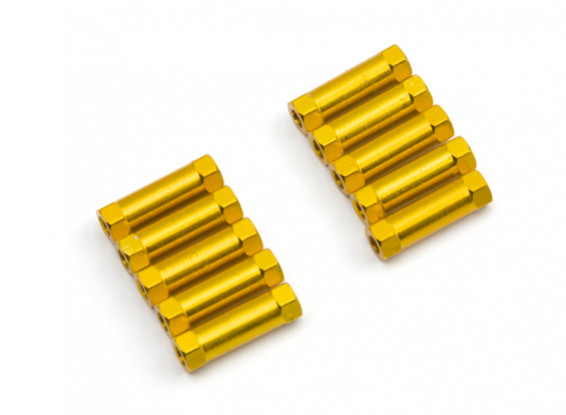 Ligera Ronda de aluminio Sección espaciador M3x17mm (oro) (10 piezas)