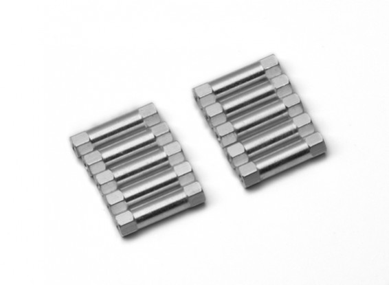 Ligera Ronda de aluminio Sección espaciador M3x20mm (plata) (10 piezas)