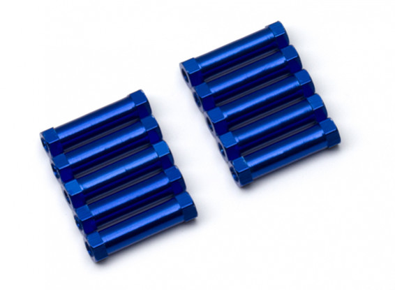 Ligera Ronda de aluminio Sección espaciador M3x20mm (azul) (10 piezas)