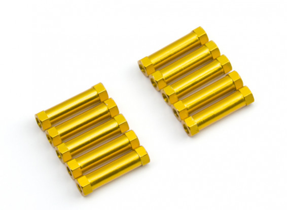 Ligera Ronda de aluminio Sección espaciador M3x20mm (oro) (10 piezas)