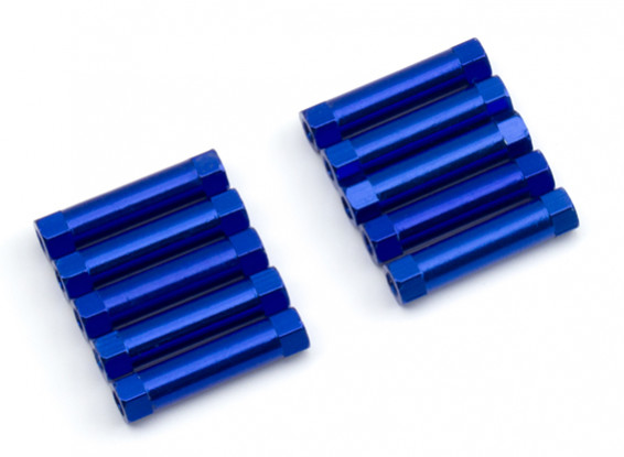 Ligera Ronda de aluminio Sección espaciador M3x22mm (azul) (10 piezas)