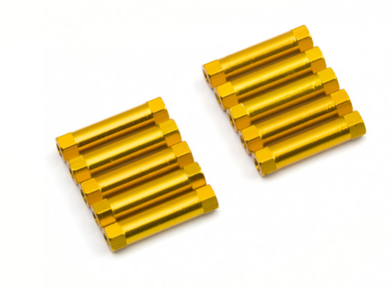 Ligera Ronda de aluminio Sección espaciador M3x22mm (oro) (10 piezas)
