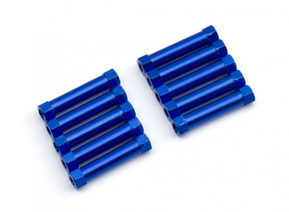 Ligera Ronda de aluminio Sección espaciador M3x24mm (azul) (10 piezas)
