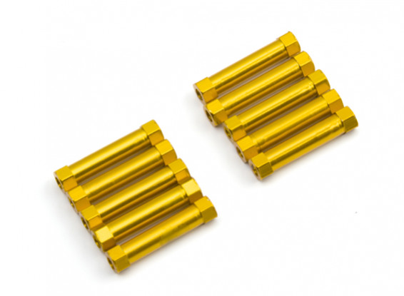 Ligera Ronda de aluminio Sección espaciador M3x24mm (oro) (10 piezas)