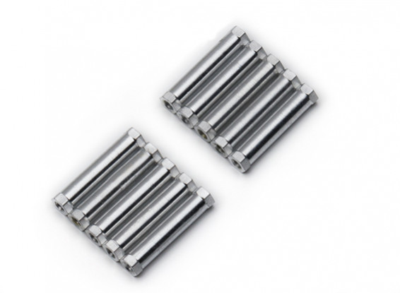 Ligera Ronda de aluminio Sección espaciador M3x25mm (plata) (10 piezas)