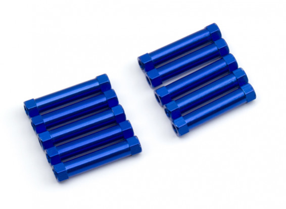 Ligera Ronda de aluminio Sección espaciador M3x25mm (azul) (10 piezas)