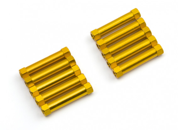 Ligera Ronda de aluminio Sección espaciador M3x25mm (oro) (10 piezas)