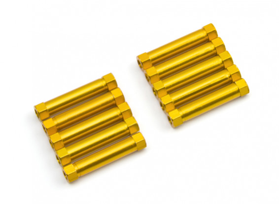Ligera Ronda de aluminio Sección espaciador M3x26mm (oro) (10 piezas)