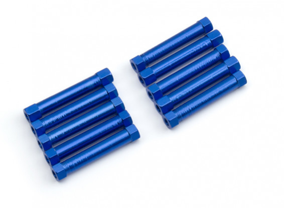 Ligera Ronda de aluminio Sección espaciador M3x29mm (azul) (10 piezas)