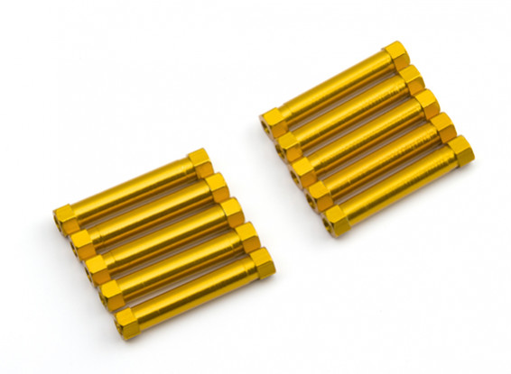 Ligera Ronda de aluminio Sección espaciador M3x29mm (oro) (10 piezas)