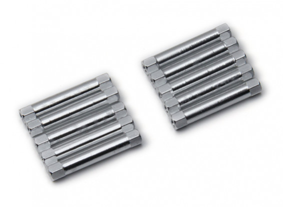 Ligera Ronda de aluminio Sección espaciador M3x30mm (plata) (10 piezas)