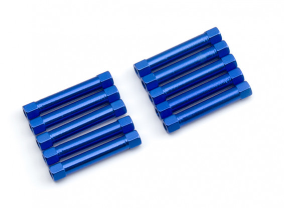 Ligera Ronda de aluminio Sección espaciador M3x30mm (azul) (10 piezas)