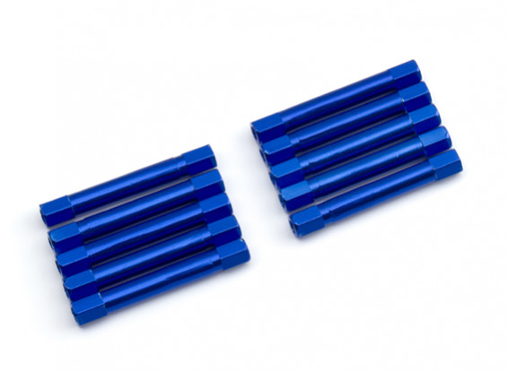 Ligera Ronda de aluminio Sección espaciador M3x37mm (azul) (10 piezas)