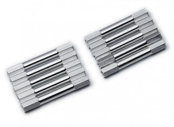 Ligera Ronda de aluminio Sección espaciador M3x38mm (plata) (10 piezas)