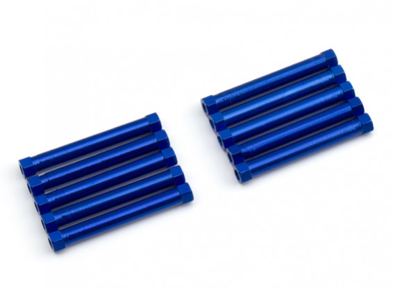 Ligera Ronda de aluminio Sección espaciador M3x38mm (azul) (10 piezas)