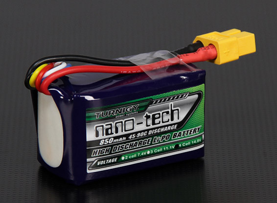 Turnigy nano-tech 850mah 4S 45 ~ 90C Lipo Pack de