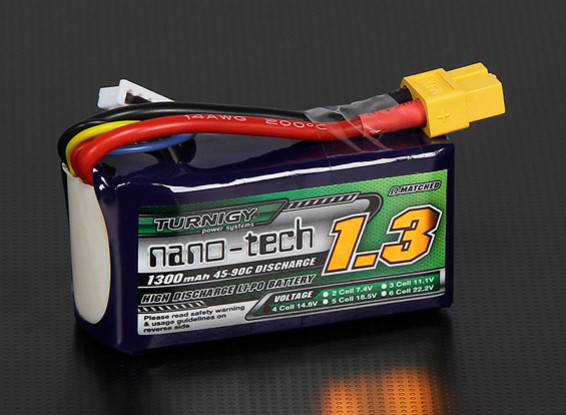 Turnigy nano-tech 1300mAh 4S 45 ~ 90C Lipo Pack de
