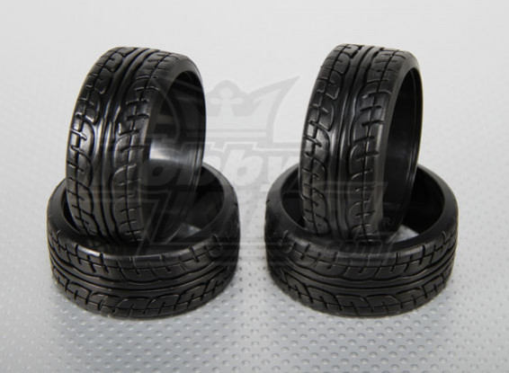 1:10 Escala de plástico duro Drift neumáticos w / banda de rodadura de 26 mm de coches RC (4pcs / set)