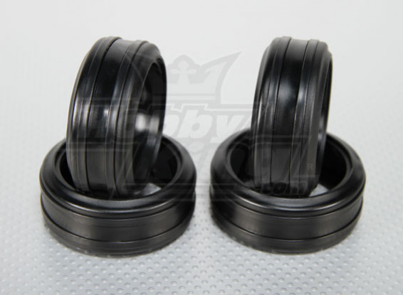 Escala 1:10 neumáticos de deriva de goma suave w / duro extraíble anillos de plástico de 26 mm de coches RC (4pcs / set)