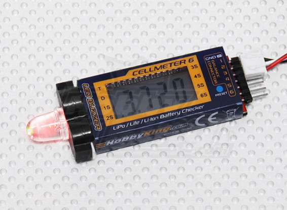 HobbyKing ™ Cellmeter-6 Lipo / Life / Li-ion de la célula del inspector y alarma
