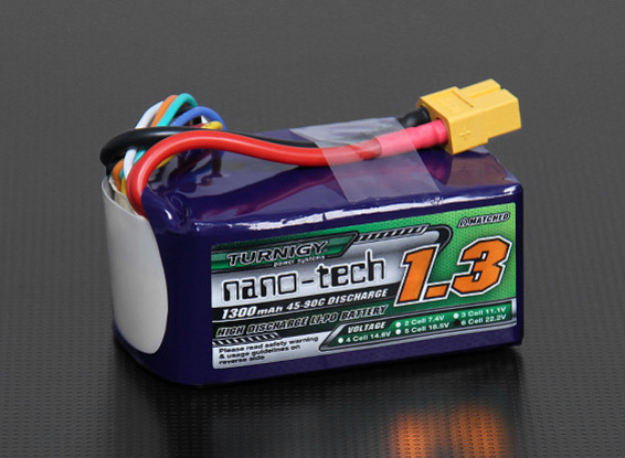Turnigy nano-tech 1300mah 6S 45 ~ 90C Lipo Pack (450 helicóptero HK / Trex / Rave / E4, etc.)