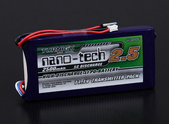 Turnigy nano-tech 2500mAh 3S1P 5 ~ 10C Lipo del transmisor Paquete (Futaba 6EX y 3pks)