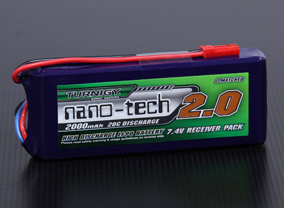 Turnigy nano-tech 2000mAh 2S1P 20 ~ 40C Lipo Receptor Paquete