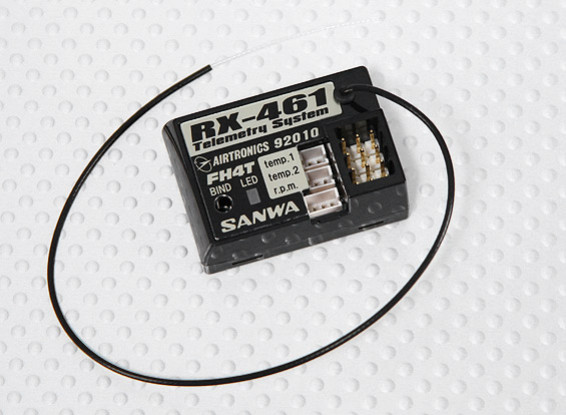 El receptor de 2,4 GHz superficie Sanwa / Airtronics RX-461 de telemetría (MT-4 FHSS-4T)